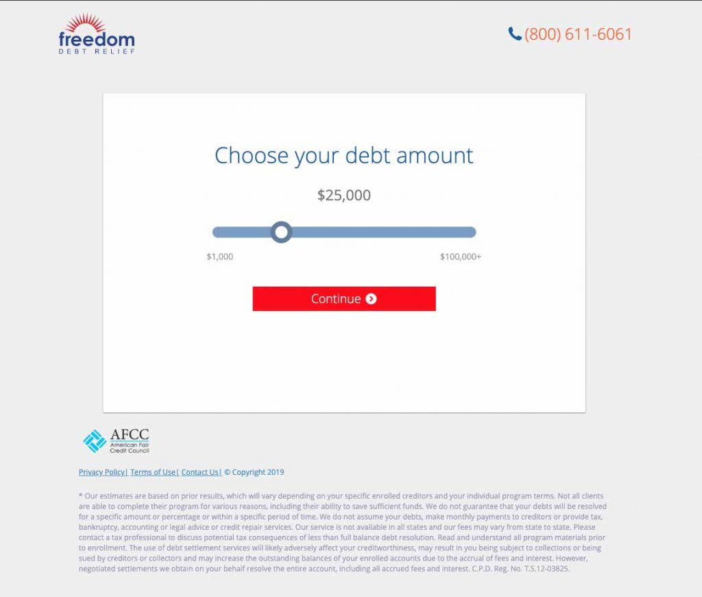 freedom debt relief dashboard client