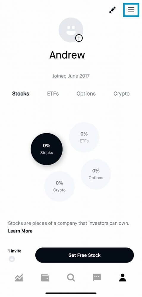 Menu Robinhood