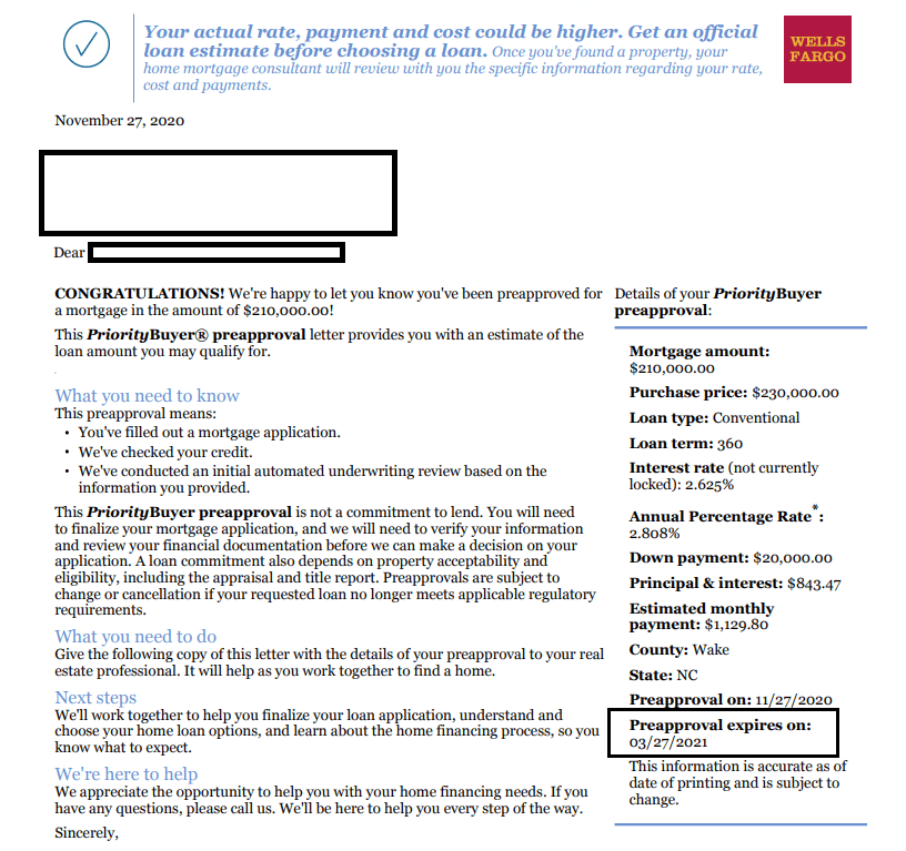 mortgage preapproval example